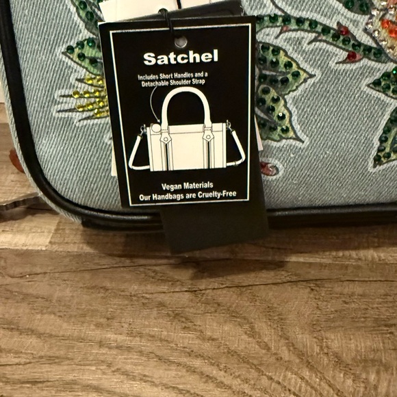 Ed Hardy Women's Floral Embroidered Shoulder Bag - Light Blue denim bag - Picture 4 of 16